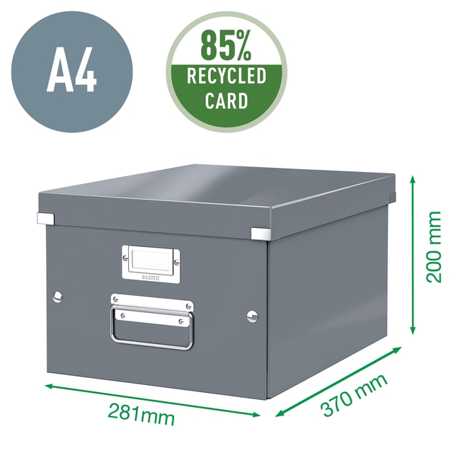 Opbergdoos Leitz Click & Store WOW middel gerecycled karton 281x200x370mm wit