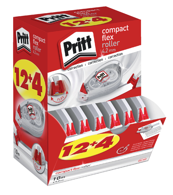 Correctietape Pritt Compact Flex 4.2mmx 10m promo pack à 12+4 gratis