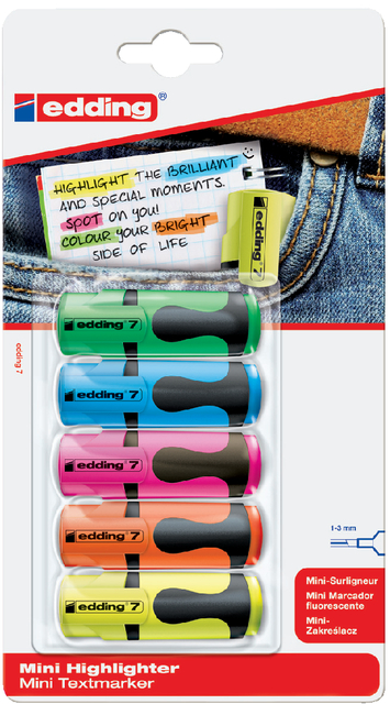 edding 7 mini highlighter blister of 5 assorted