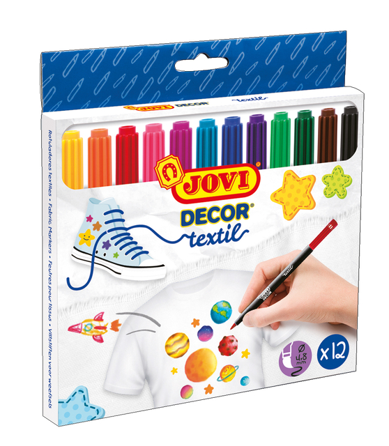 Textielstift Jovi assorti set à 12 stuk