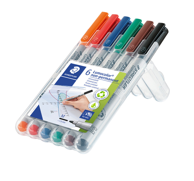 Viltstift Staedtler Lumocolor 315 non permanent M set à 6 stuks assort