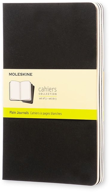 Schrift Moleskine 130x210mm blanco 160 pagina's 70gr zwart set à 3 stuk