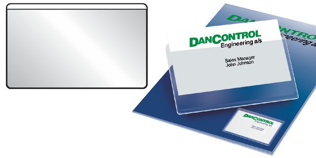 10x 3L adhesive business card pockets  105x60mm, long side open