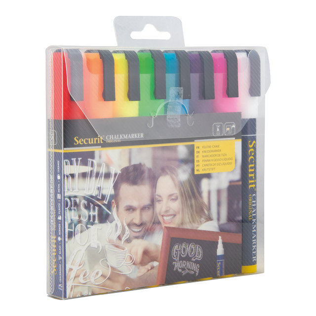 Krijtstift Securit SMA-510 schuin ass 2-6mm blister à 8 stuk