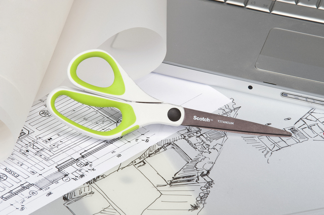 Scissors Scotch 20cm titanium with large eye green blister