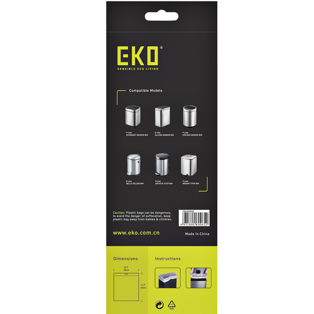 Afvalzak EKO MDPE type B met trekband 40x45cm 7-9L wit rol à 25 stuk