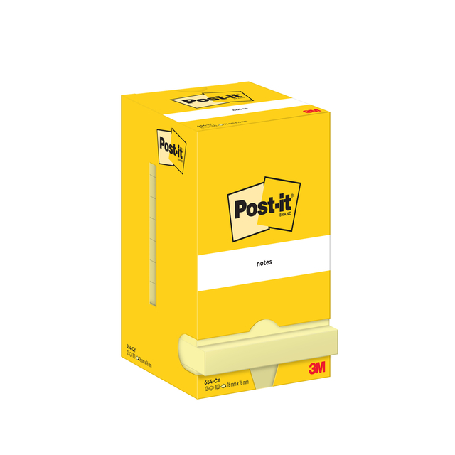 Memo Pad Post-it 654 76x76mm yellow 12 pieces