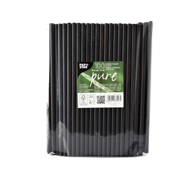 Drinking straw Papstar 250mm paper black 100 pieces