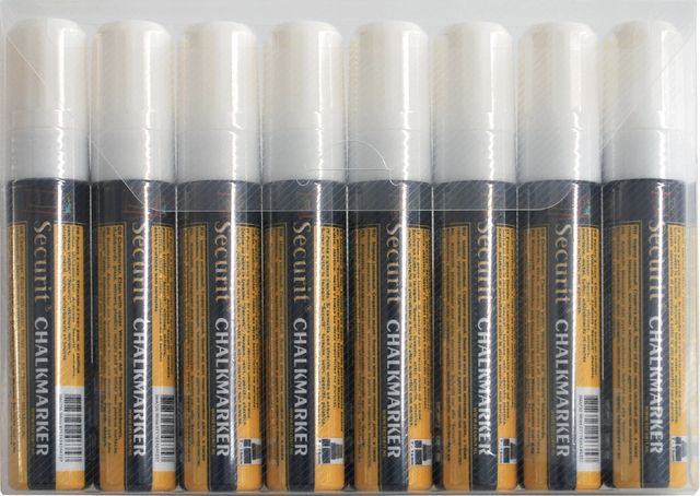 Krijtstift Securit SMA-720 blok wit 7-15mm blister à 8 stuk