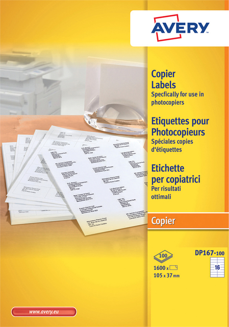 Etiket Avery DP167-100 105x37mm wit 1600 stuks