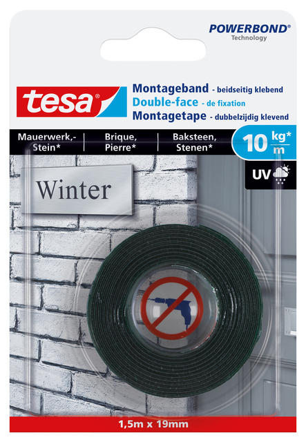Montagetape tesa® Powerbond baksteen dubbelzijdig 1,5mx19m