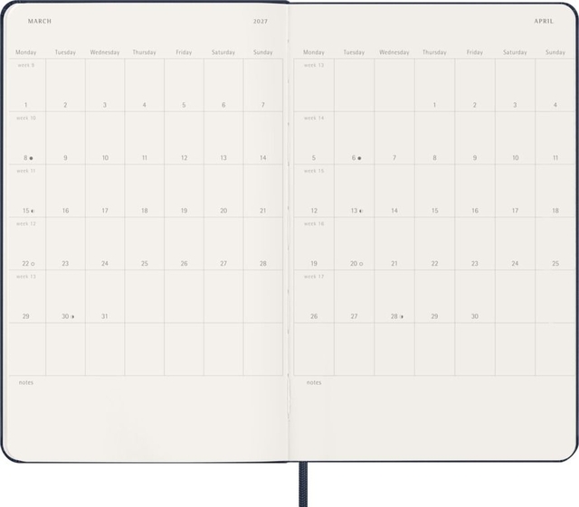 Agenda 2027 Moleskine 12M Planner Weekly 7dagen/1pagina large hc sapphire blue