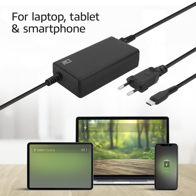 Laptop Oplader ACT USB-C Power Delivery 65W 3mtr