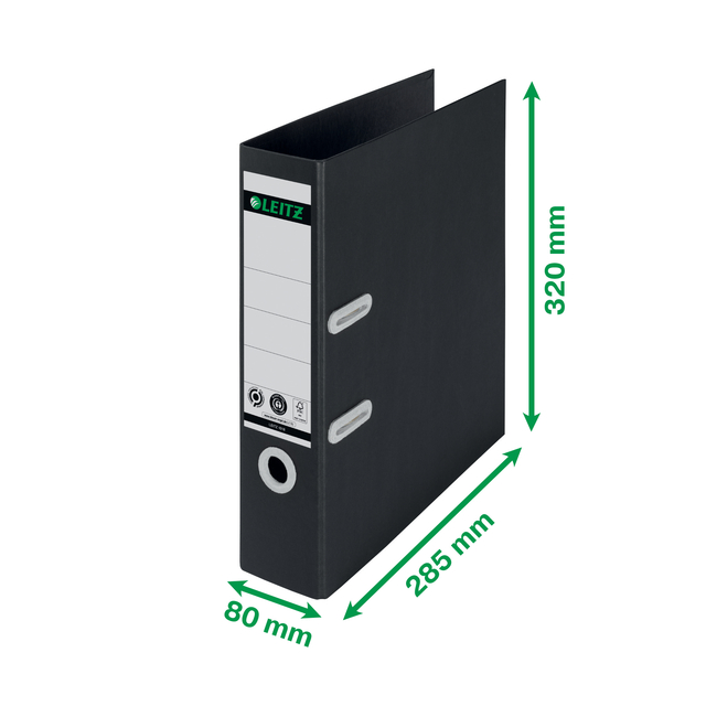 Lever Arch File Leitz  80mm Recycle, CO2 neutral black