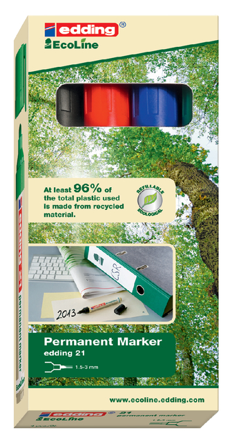 edding 21 EcoLine permanent marker set of 4 assorted