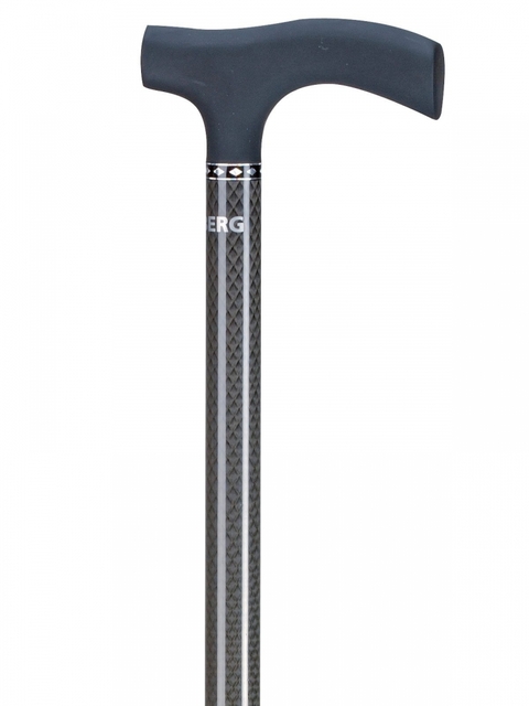 Wandelstok Able2 carbon soft recht handvat zwart