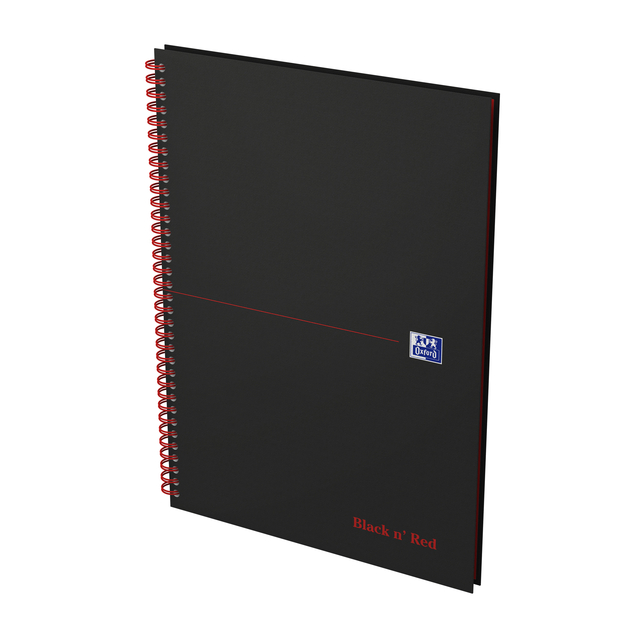 OXFORD Black n' Red A4 Hardback Twin-wire Notebook Ruled 140 Pages Black SCRIBZEE® Compatibl