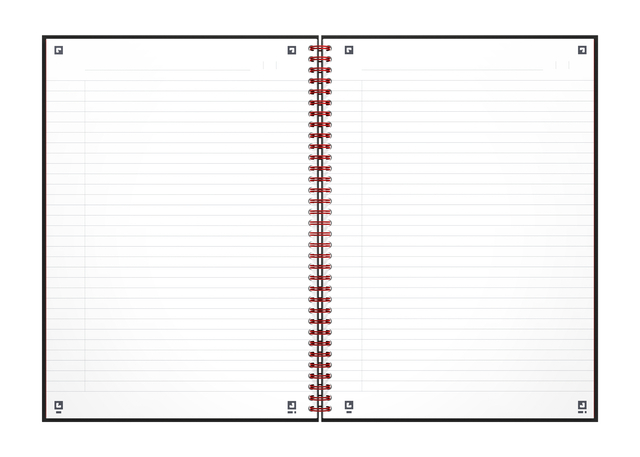 OXFORD Black n' Red A4 Hardback Twin-wire Notebook Ruled 140 Pages Black SCRIBZEE® Compatibl