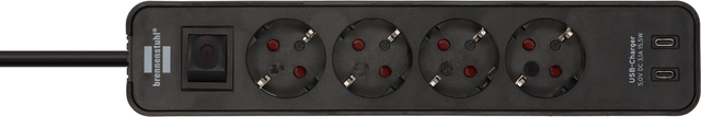 Power strip Brennenstuhl Ecolor 4-way including 2 USB C 1.5 meters black