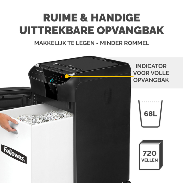 Papiervernietiger Fellowes Automax 450C snippers 4x38mm zwart