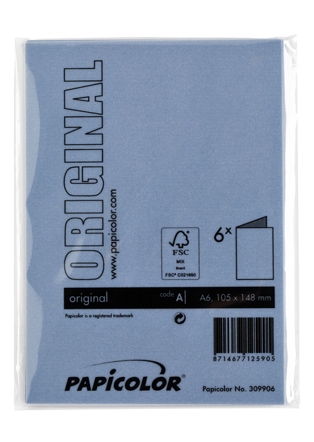 Correspondentiekaart Papicolor dubbel 105x148mm donkerblauw pak à 6 stuk
