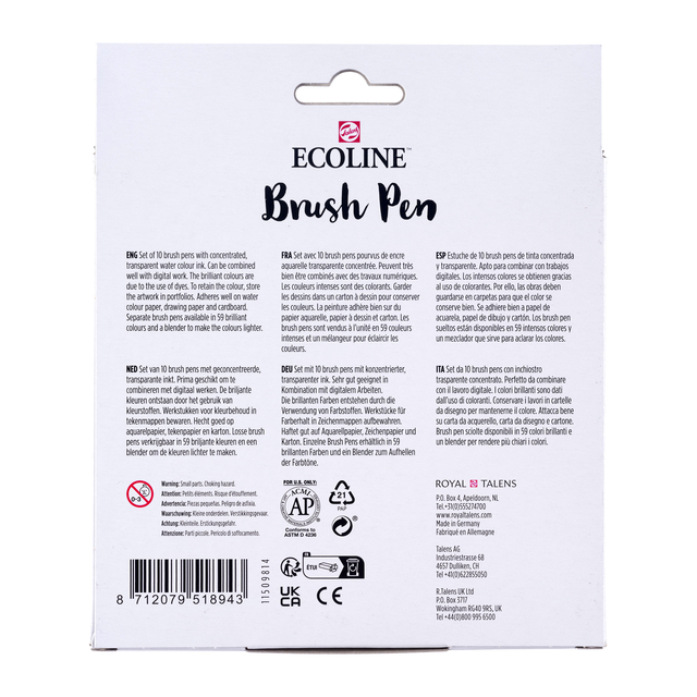 Brushpen Talens Ecoline set á 10 stuks botanisc