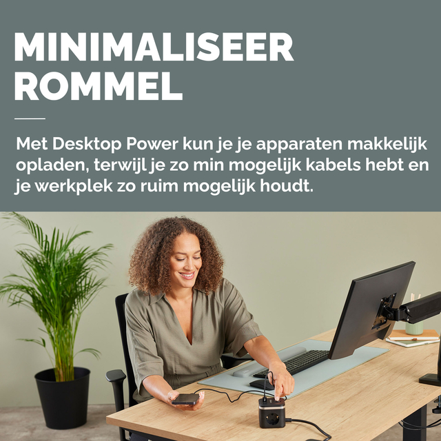 Stekkerblok Fellowes Power Cube F 3vdg 1xUSB A 2xUSB C 2 meter zwart