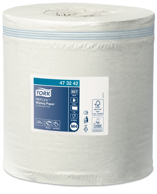 Poetspapier Tork M4 Reflex Advanced 1-laags 857 vel wit 473242