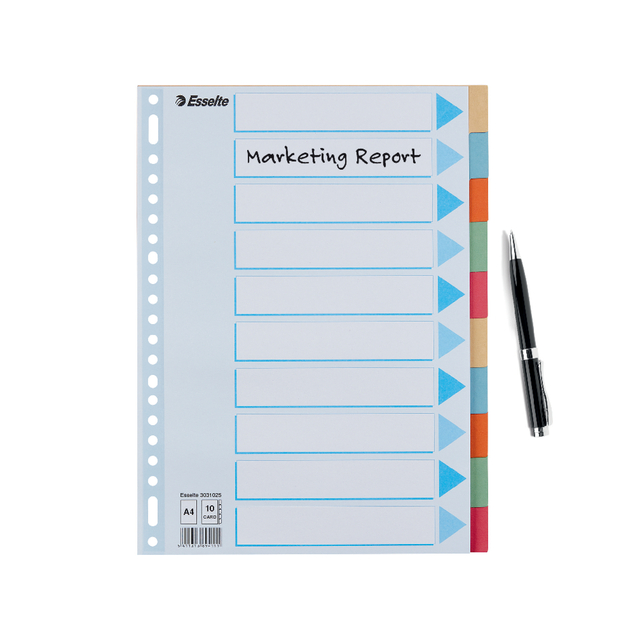 Divider Esselte Premium A4 10 tabs 23-rings cardboard multicolor