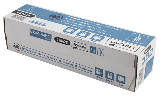 Telrol Exacompta 57mmx9m kern Ø12mm SafeContact thermisc