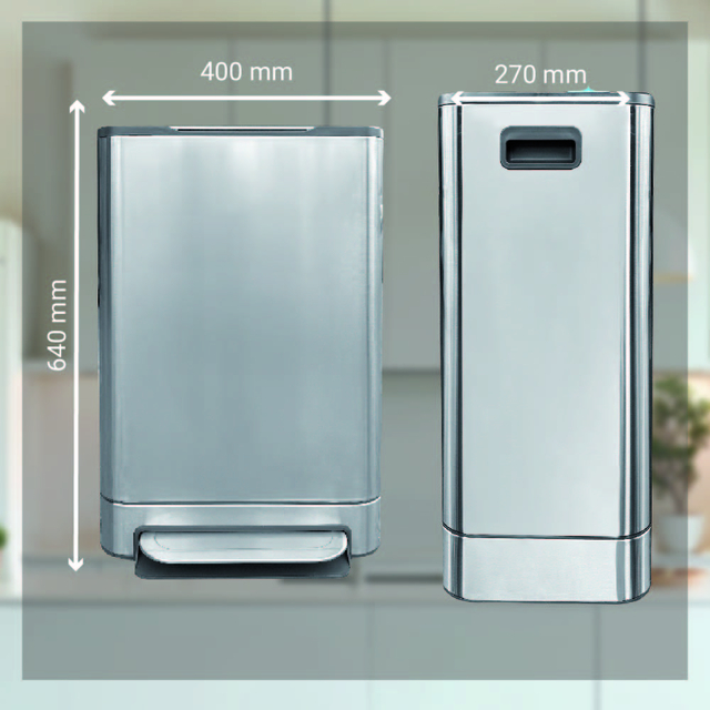 Pedaalemmer Desq 40 liter rvs zilver
