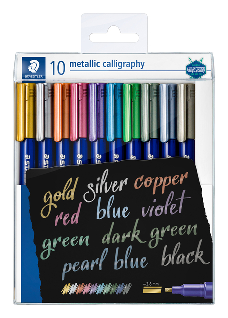 Kalligrafiepen Staedtler metallic etui à 10 kleure