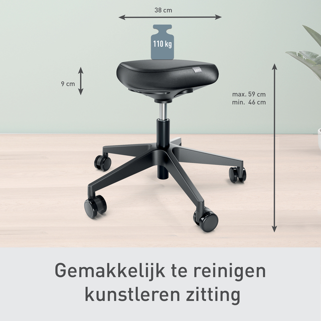 Zitkruk Leitz Ergo met wieltjes en comfortzitting
