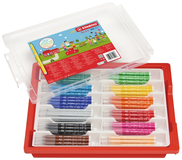 Viltstift STABILO Trio A-Z 378 fijn assorti classpack à 144 stuk