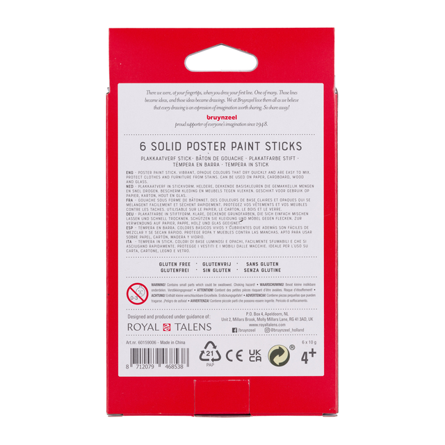 Plakkaatverf sticks Bruynzeel Basic 6 kleuren