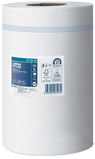 Poetspapier Tork M3 Reflex Plus Advanced 2-laags 200 vel wit 473474