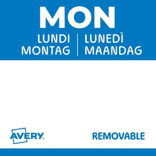Etiket Avery HACCP maandag-blauw 25x25mm 1000 stuks