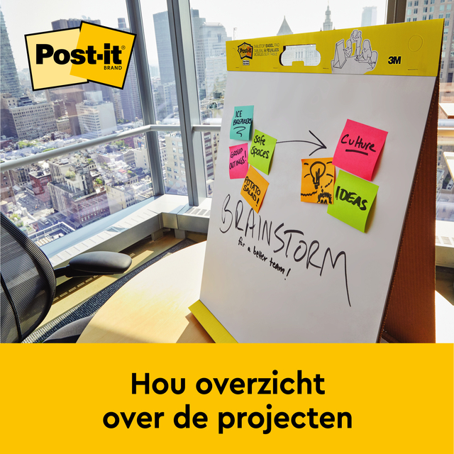 Meeting chart Post-it 563R Super Sticky 50.8x58.4cm with table top stand white 20 sheets