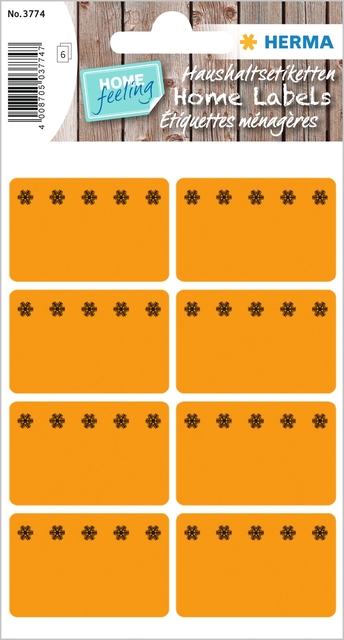 Deep-freeze labels 26x40mm lum. orange ice crystals 48 pcs.