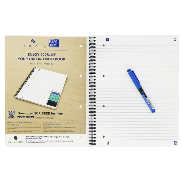 Oxford School A4+ Soft Card Cover Twin Wire 4 Holes Collegeblock Ruled 180 Pages Black Scribzee® Compatibl