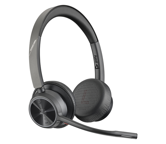 Headset HP POLY Voyager 4320-M met BT700 dongle en oplaadstatief