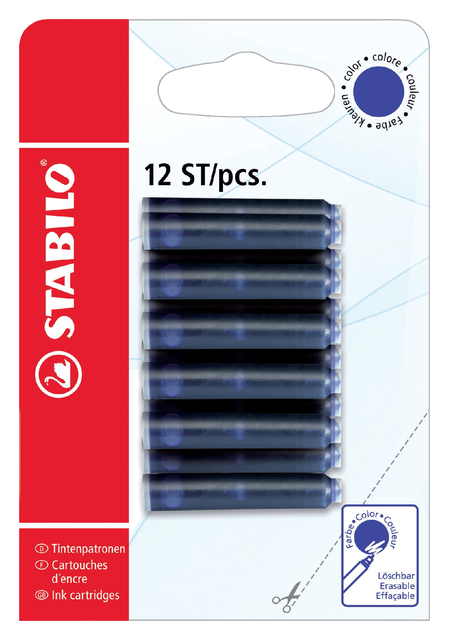 Inktpatroon STABILO blauw blister à 12 stuk