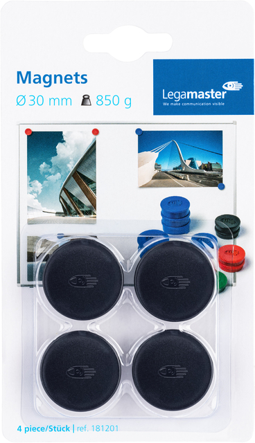 Legamaster magnet 30mm black 4pcs C&C