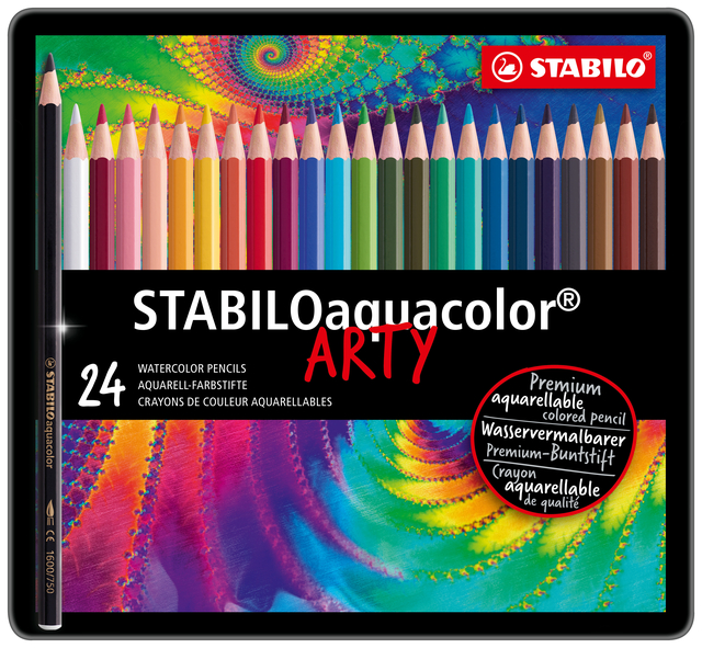 Kleurpotloden STABILO 1624 aquacolor assorti blik à 24 stuk