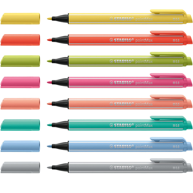Viltstift STABILO pointMax 488/8 medium assorti pastel etui à 8 stuk