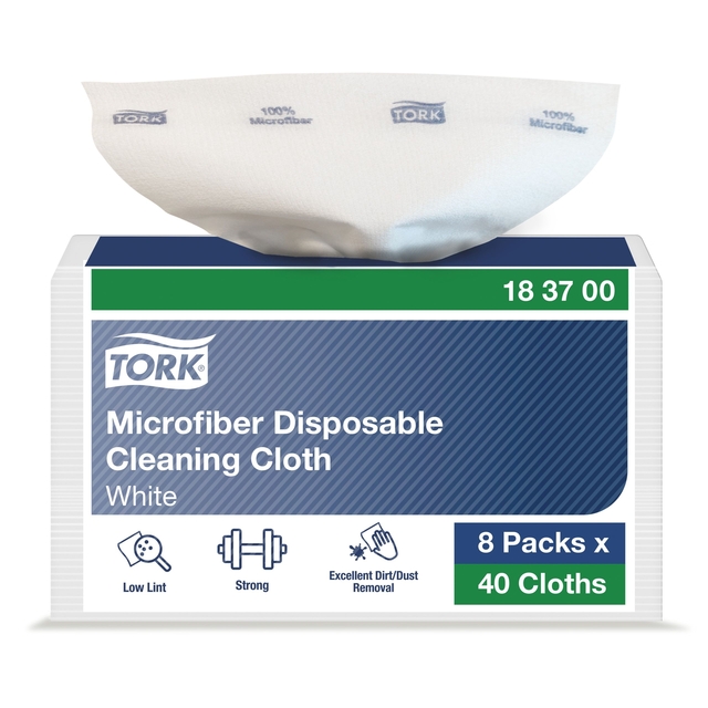 Microvezeldoek Tork Premium disposable 40 vel wit 183700