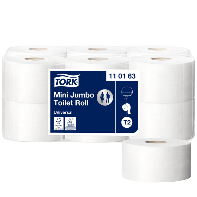 Toilet paper Tork T2 mini universal 1-ply 240mtr white 110163