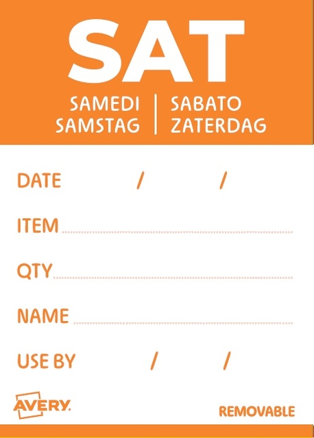 Etiket Avery HACCP zaterdag-oranje 40x56mm 500 stuks
