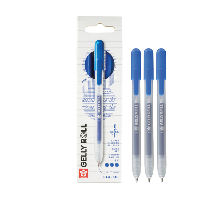 Gelschrijver Sakura Gelly Roll Classic 08 klikfunctie set à 3 stuks blau
