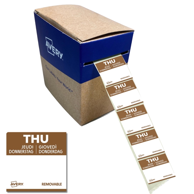 Etiket Avery HACCP donderdag-bruin 25x25mm 1000 stuks